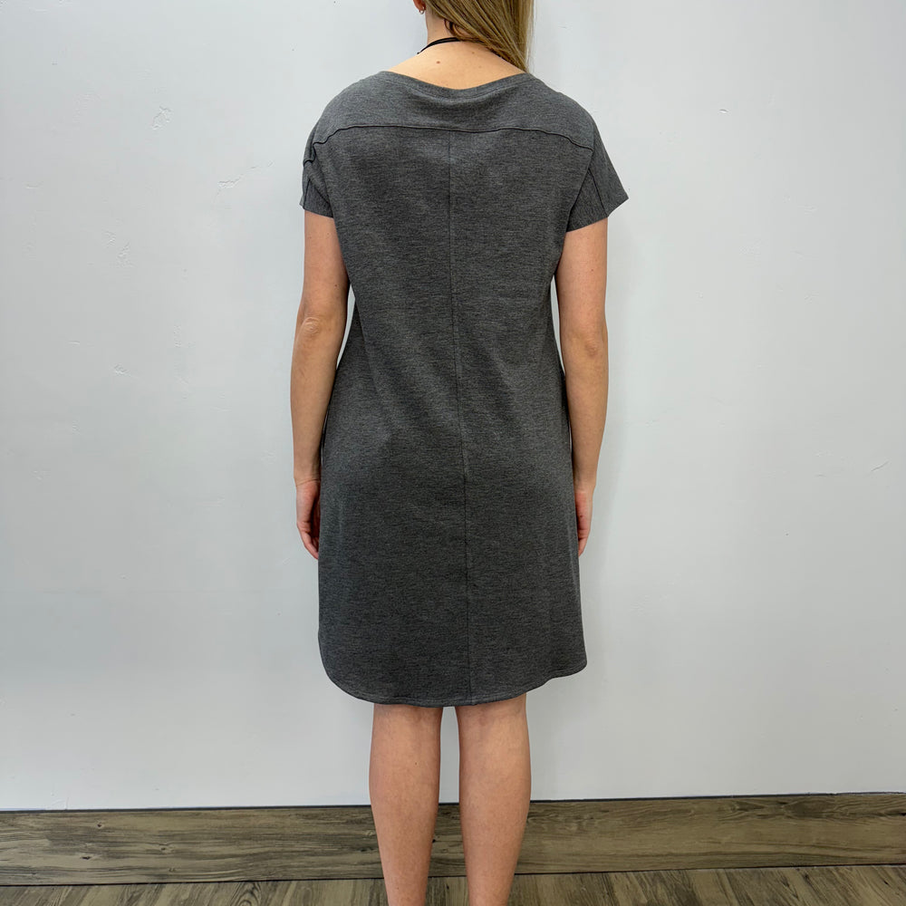 Charcoal Bamboo Jersey Short Sleeve Dress