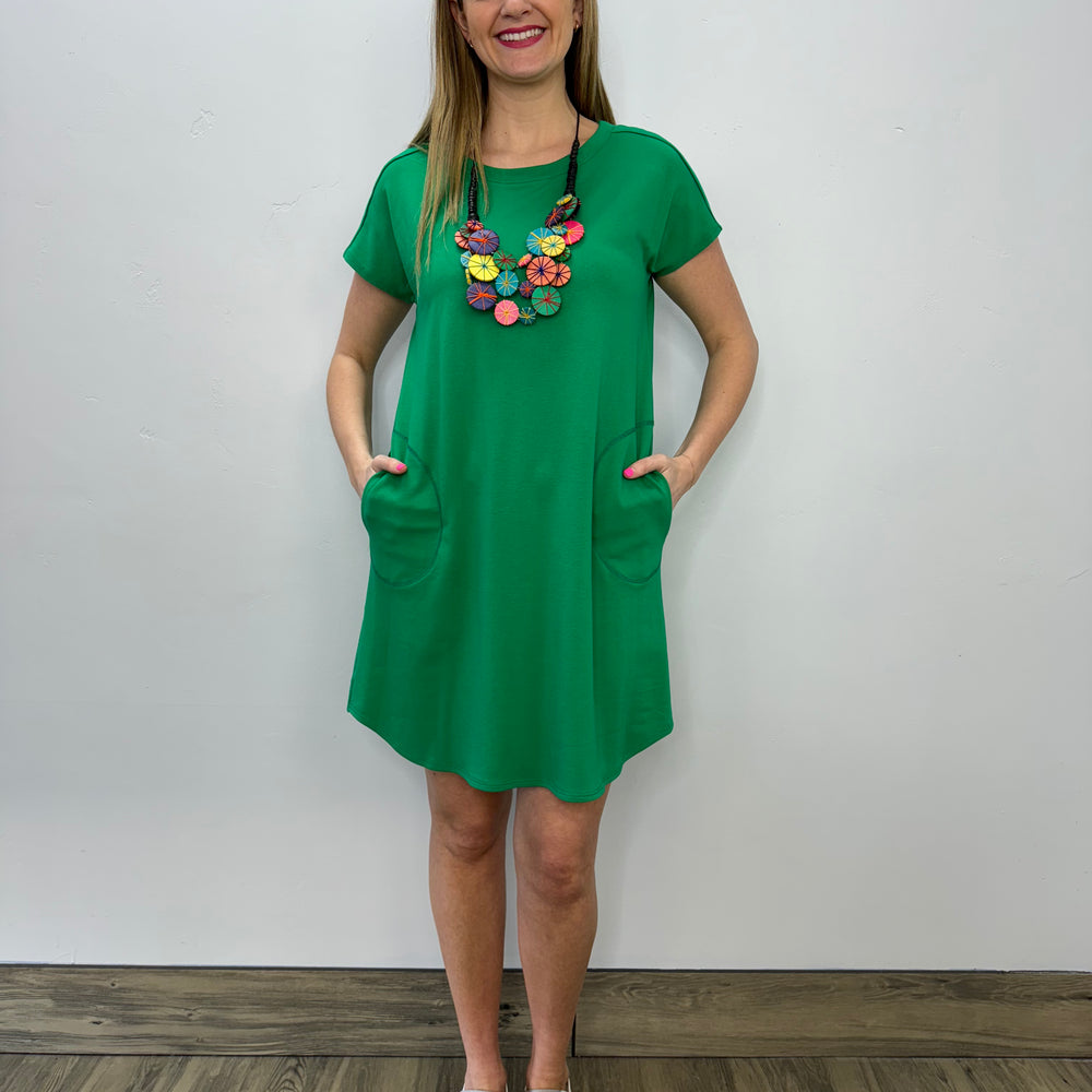 Kelly Green Bamboo Jersey Short Sleeve Dress