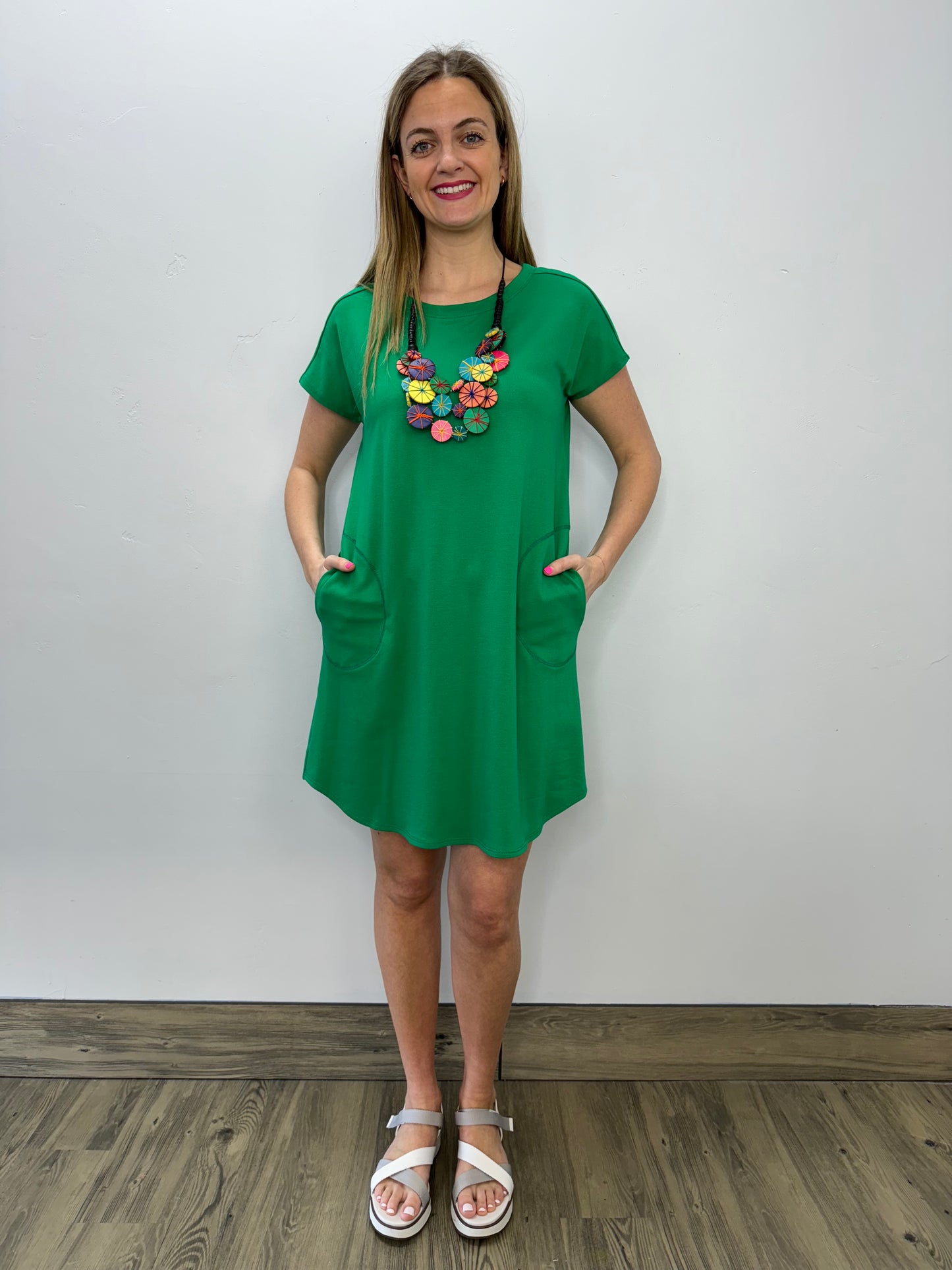 Kelly Green Bamboo Jersey Short Sleeve Dress