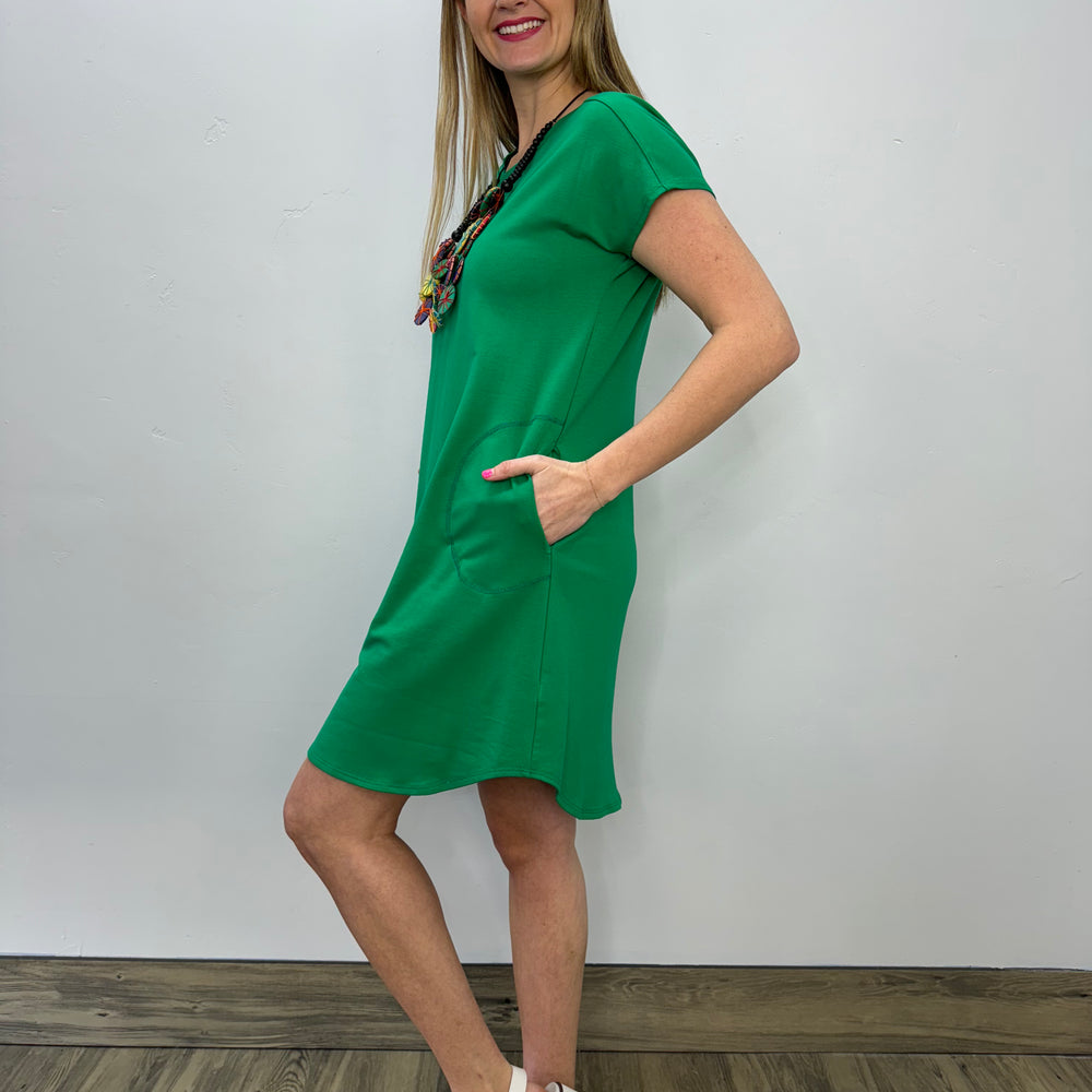 Kelly Green Bamboo Jersey Short Sleeve Dress