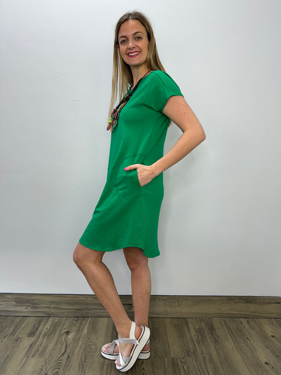 Kelly Green Bamboo Jersey Short Sleeve Dress