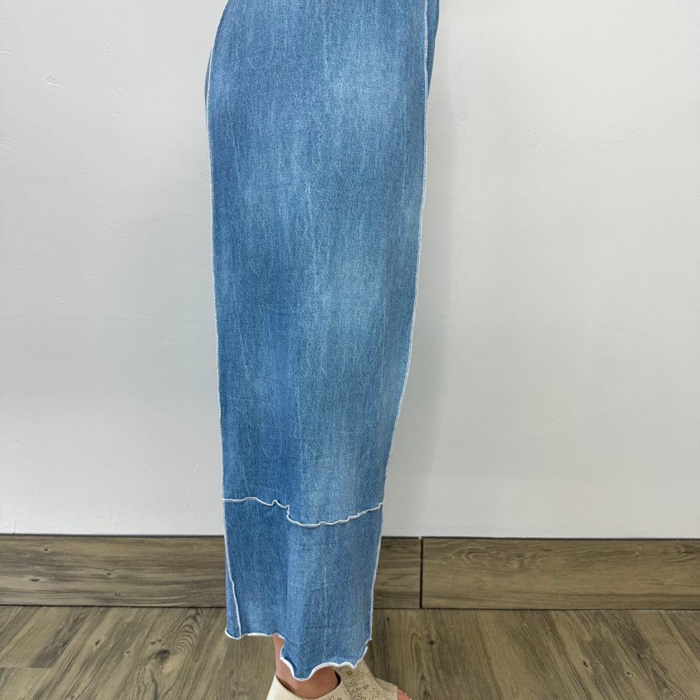 
                  
                    Chambray Denim French Terry Crop Pant
                  
                