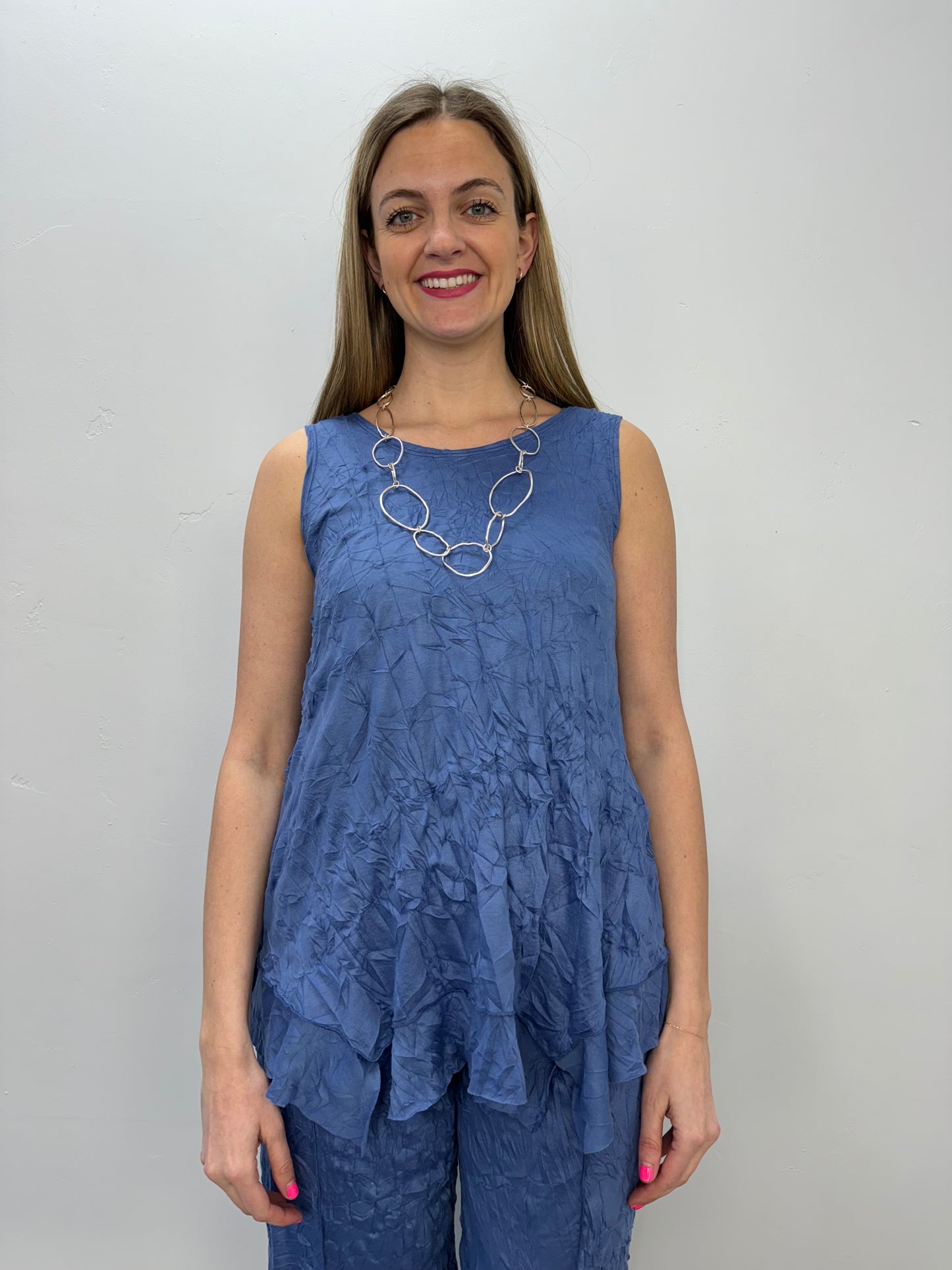 Indigo Blue Crinkle Tank