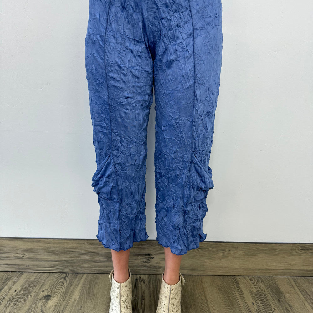 Indigo Crinkle Crop Pant with Pockets