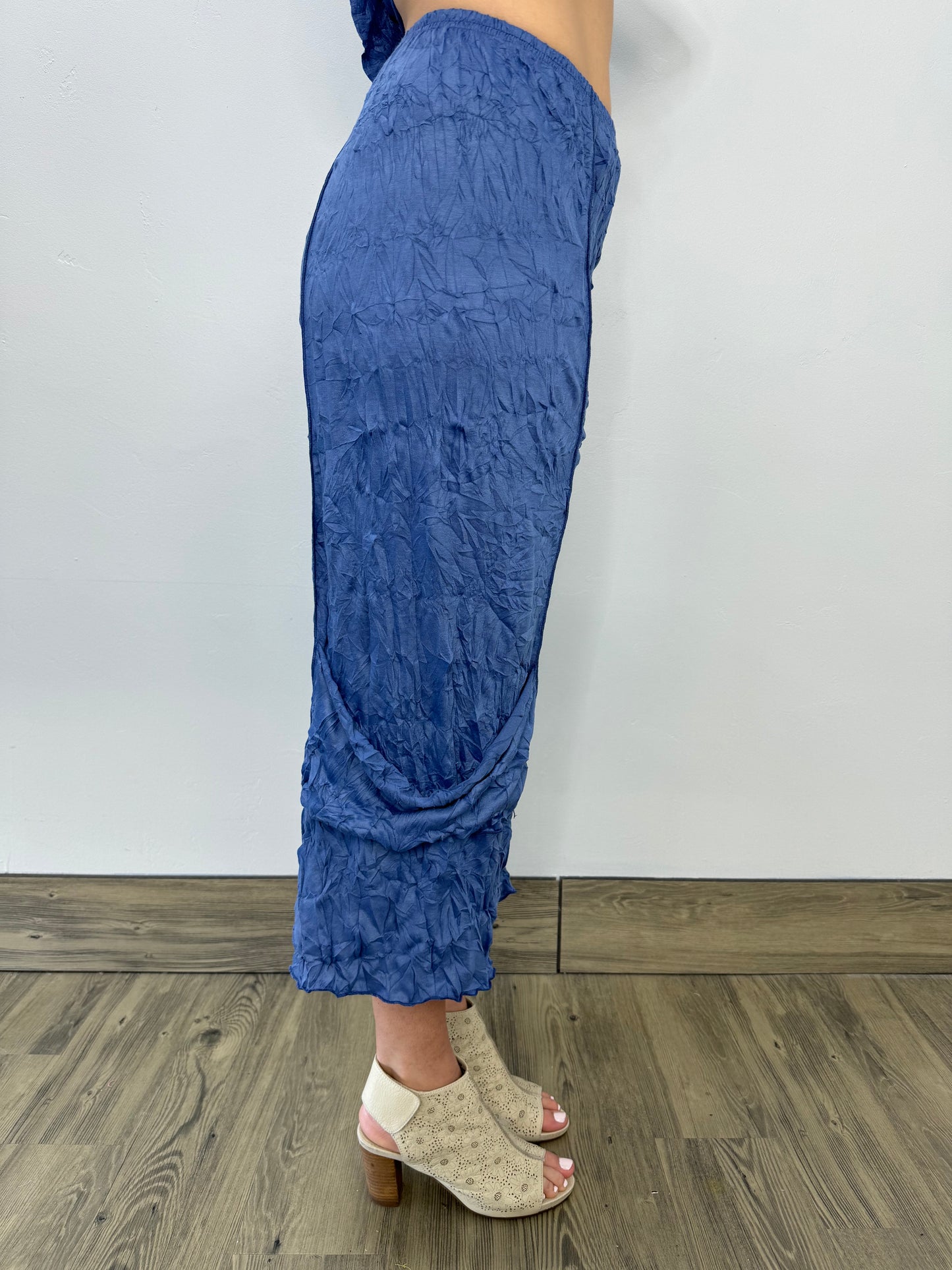 Indigo Crinkle Crop Pant with Pockets