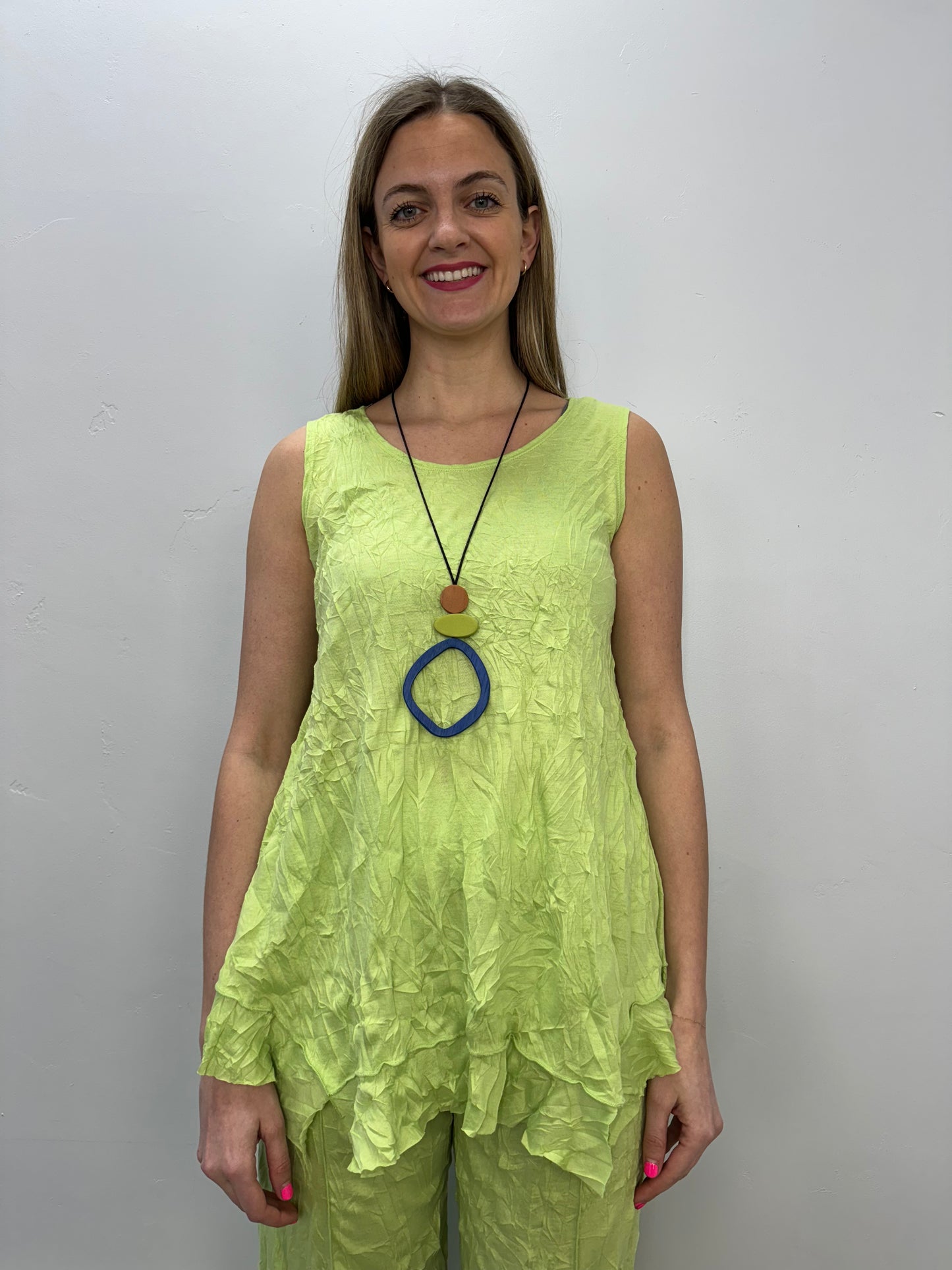 Lime Green Crinkle Tank