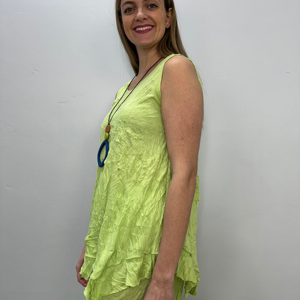 Lime Green Crinkle Tank