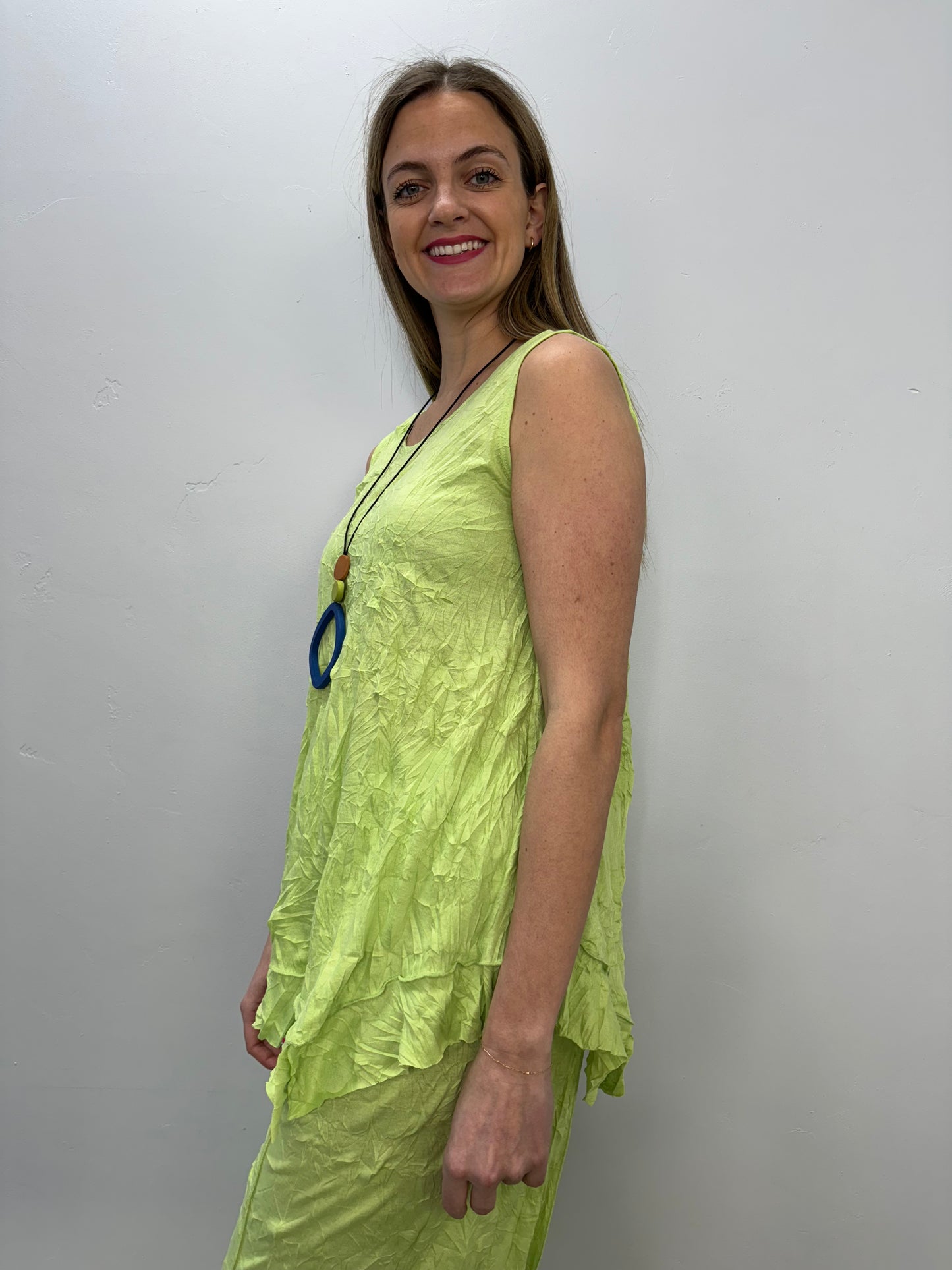 Lime Green Crinkle Tank