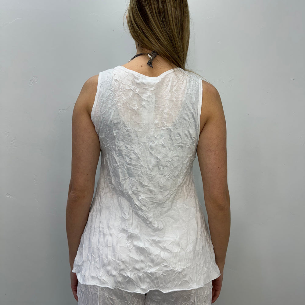 
                  
                    White Crinkle Sleeveless Tank
                  
                