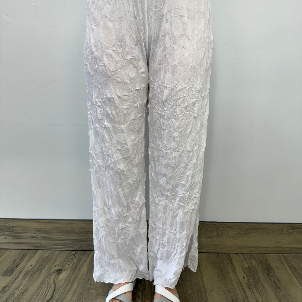 White Long Full Length Crinkle Pant