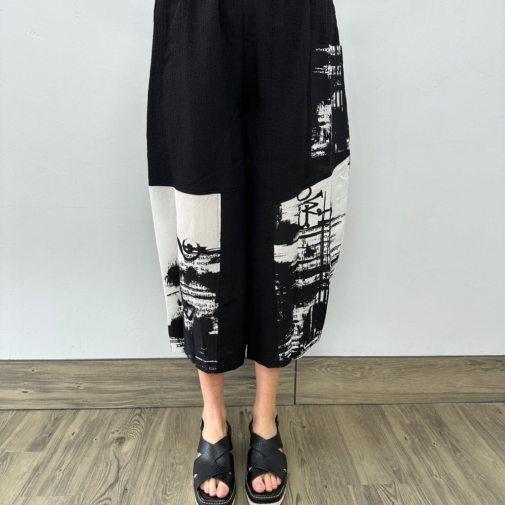 White and Black Abstract Pant