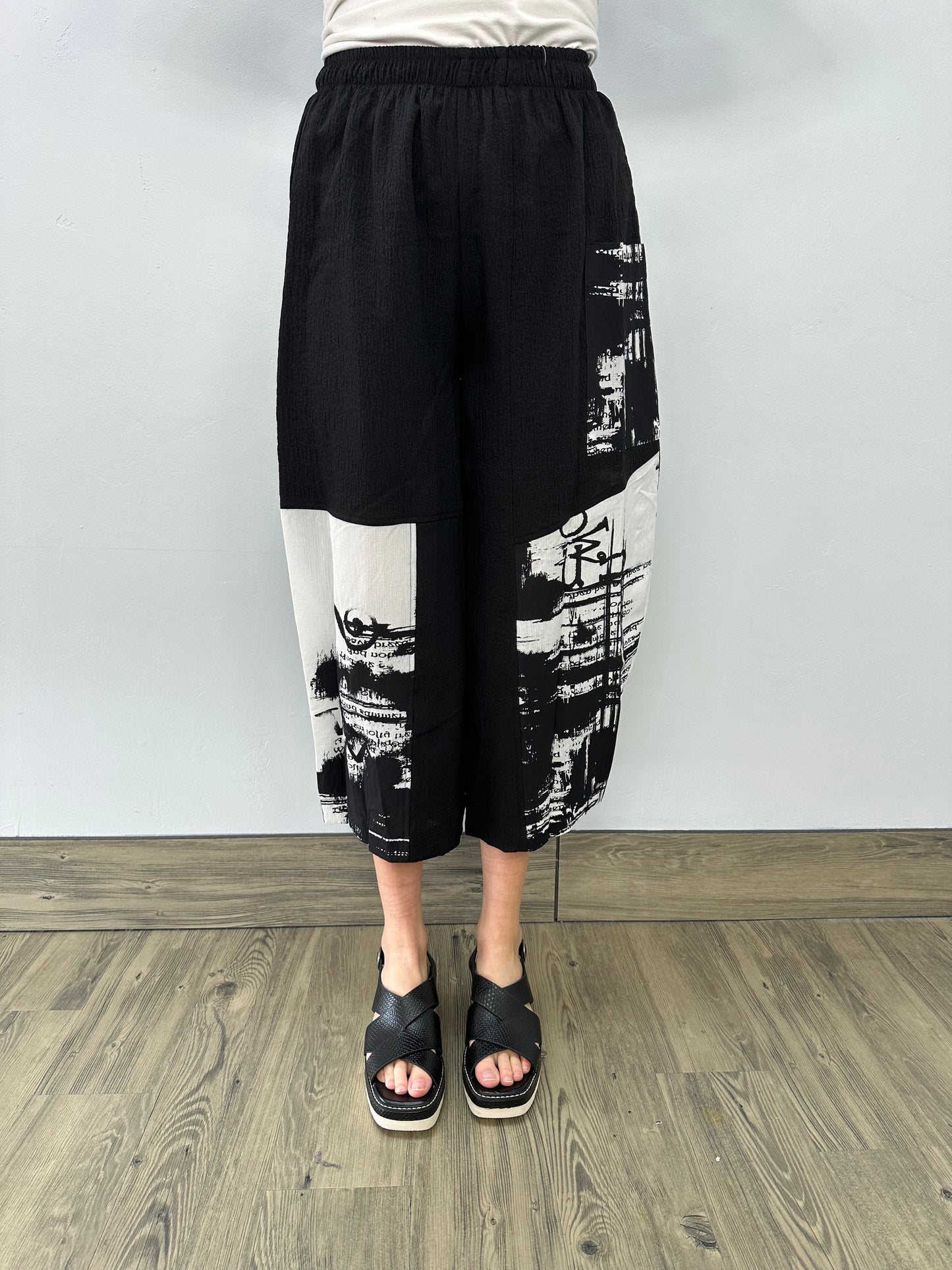 White and Black Abstract Pant