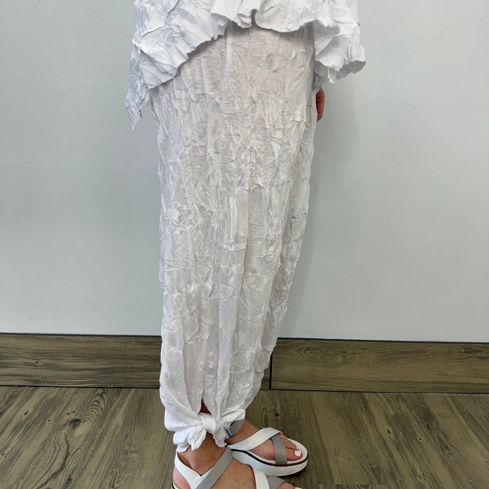 
                  
                    White Long Full Length Crinkle Pant
                  
                