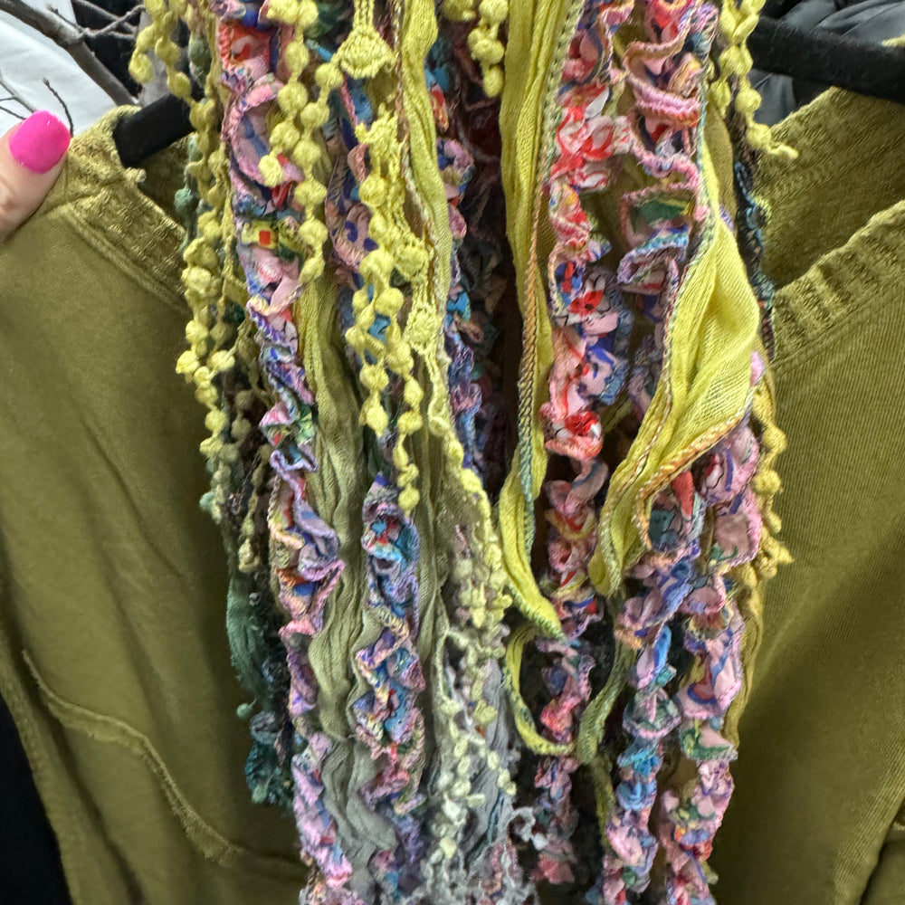 Lime Green Pattern Viscose Scarf