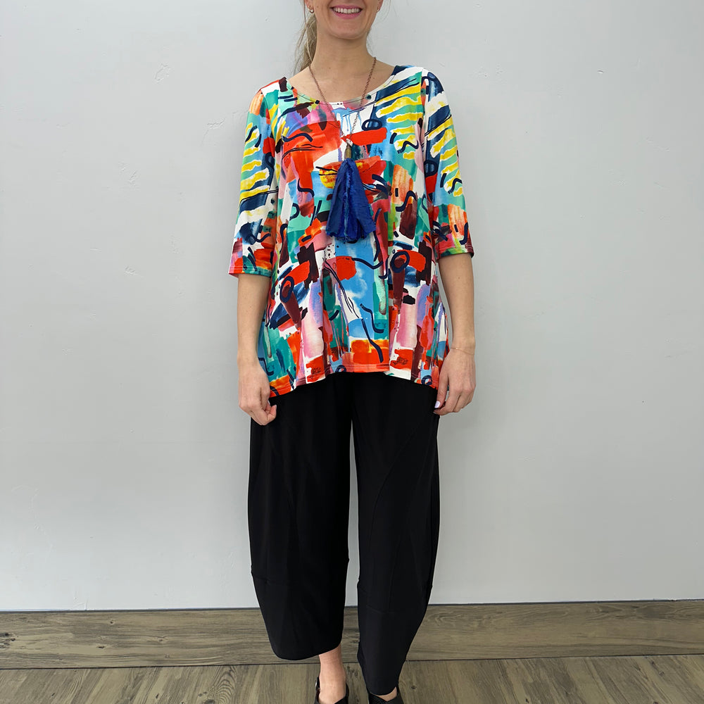 Multi Color Printed Modal 3/4 Sleeve Tunic