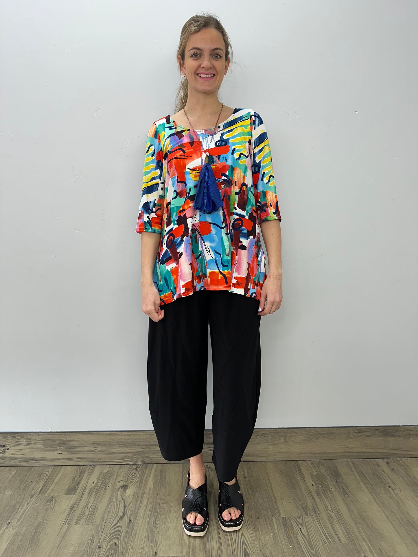 Multi Color Printed Modal 3/4 Sleeve Tunic