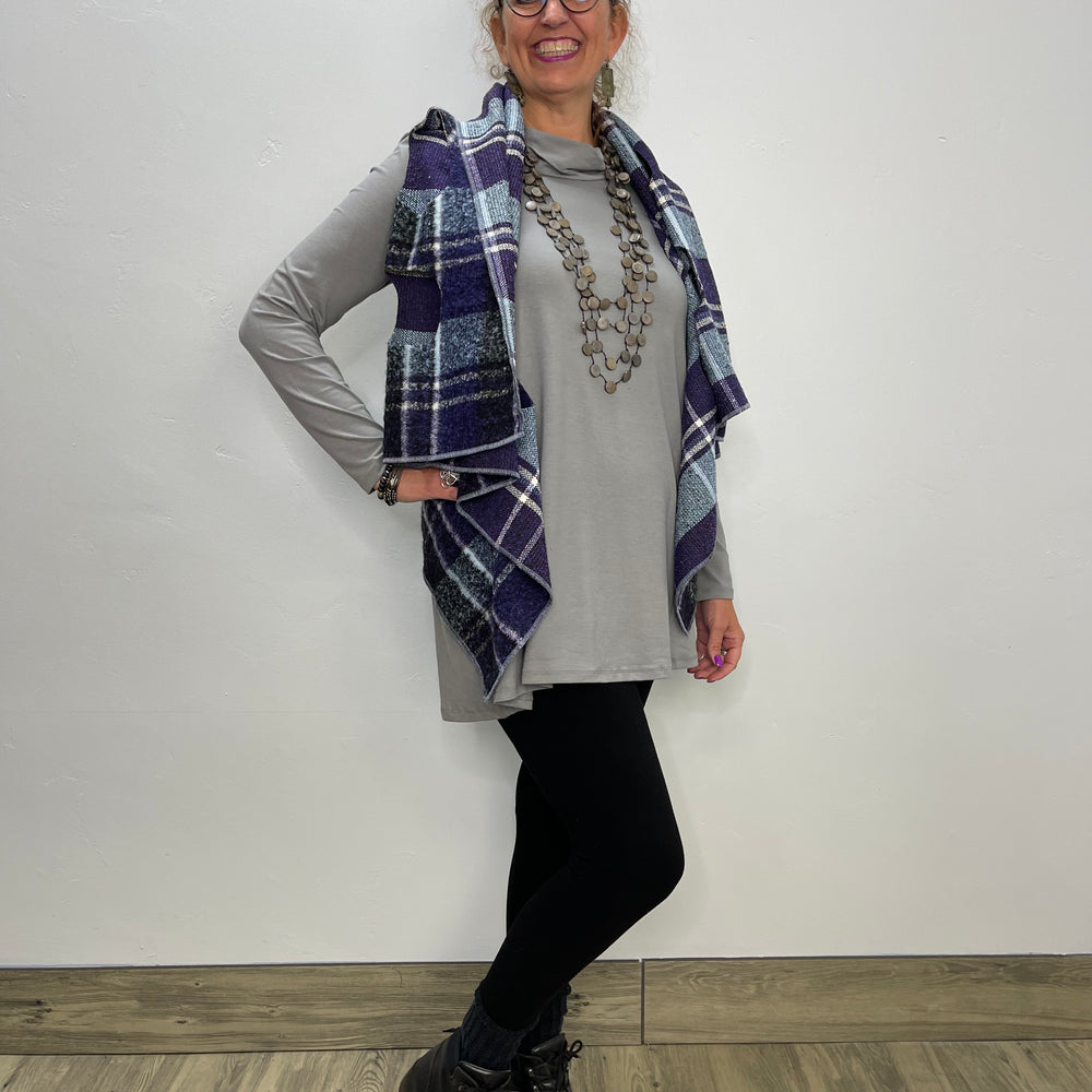 Purple Plaid Heather Reversible Vest