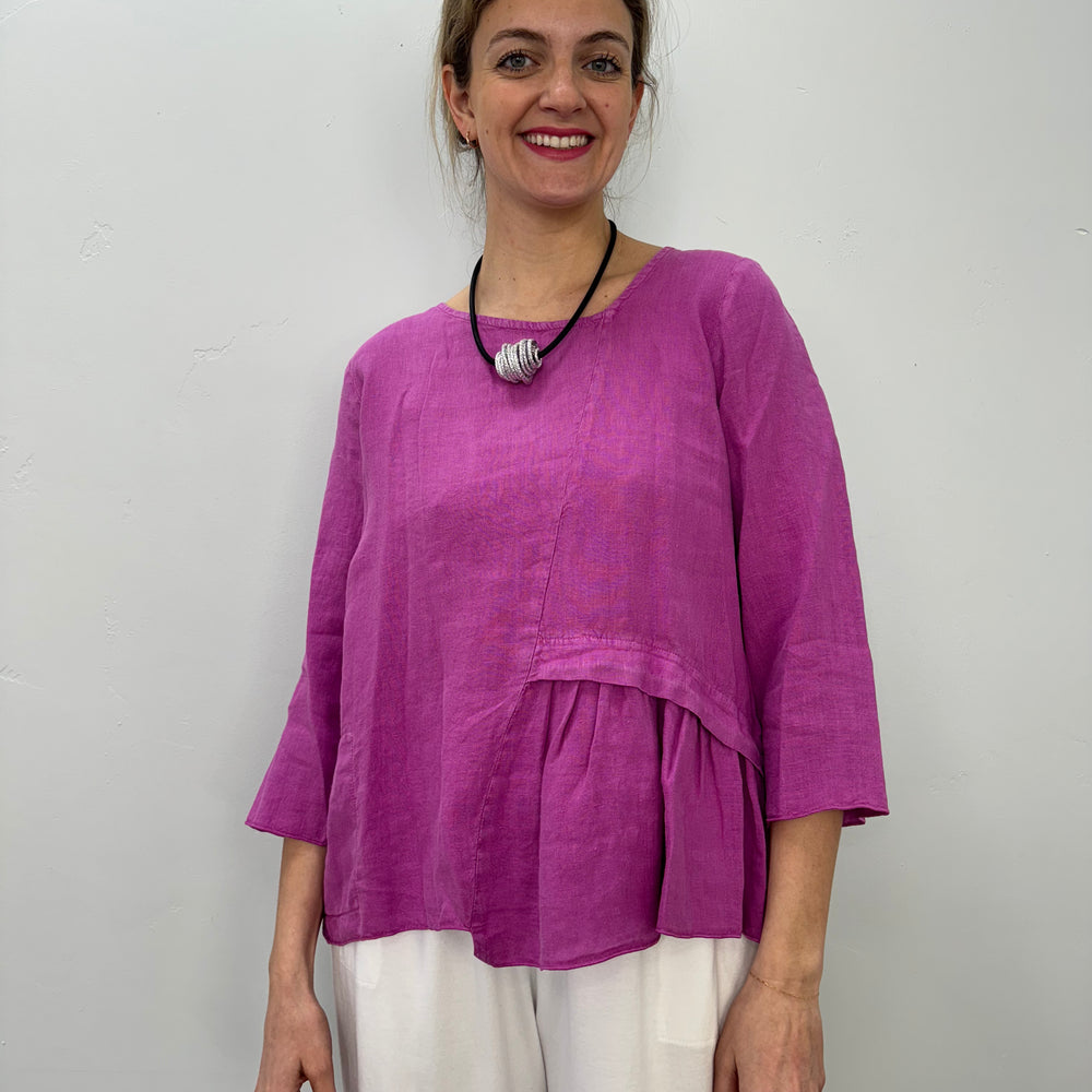 Berry 3/4 Sleeve Linen Top