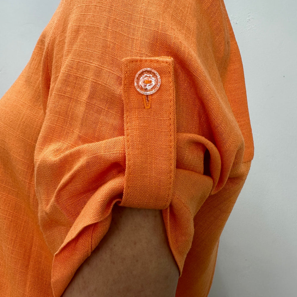 
                  
                    Orange V-Neck Linen Blouse
                  
                