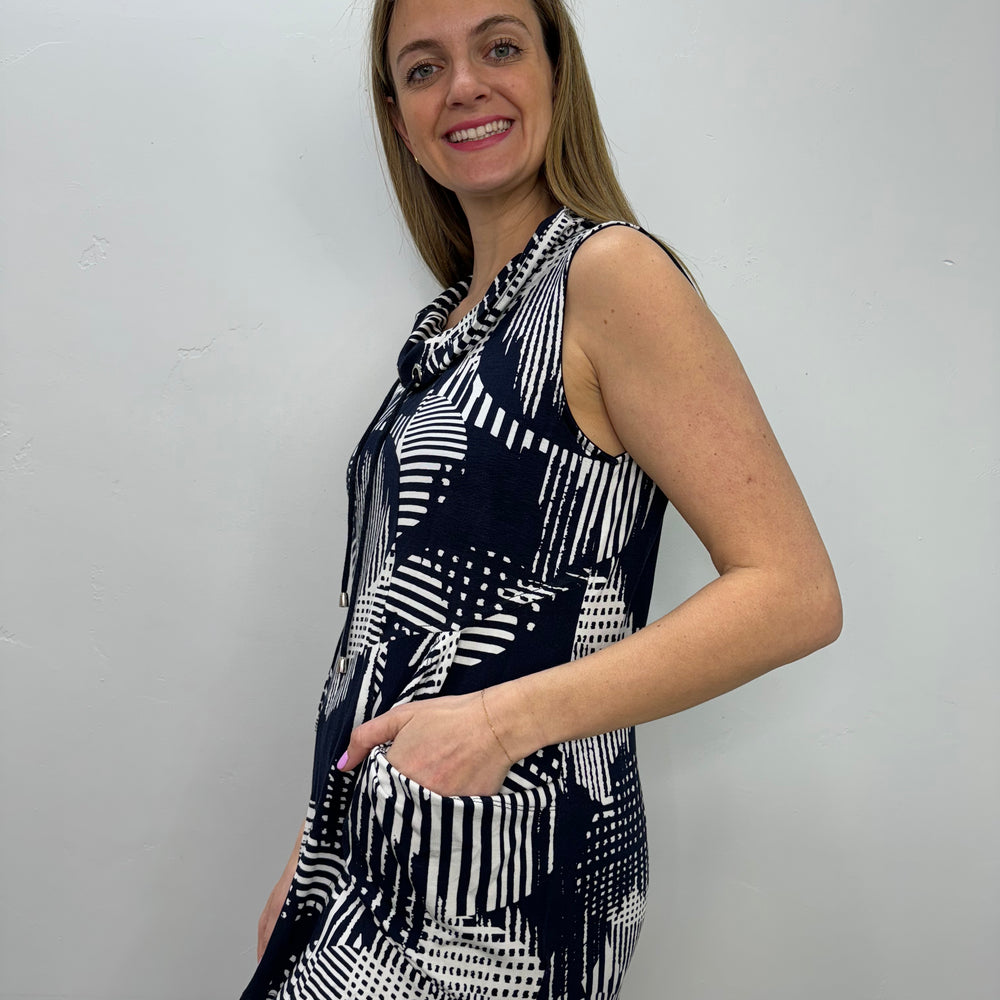 
                  
                    Navy and White Sleeveless Tunic
                  
                