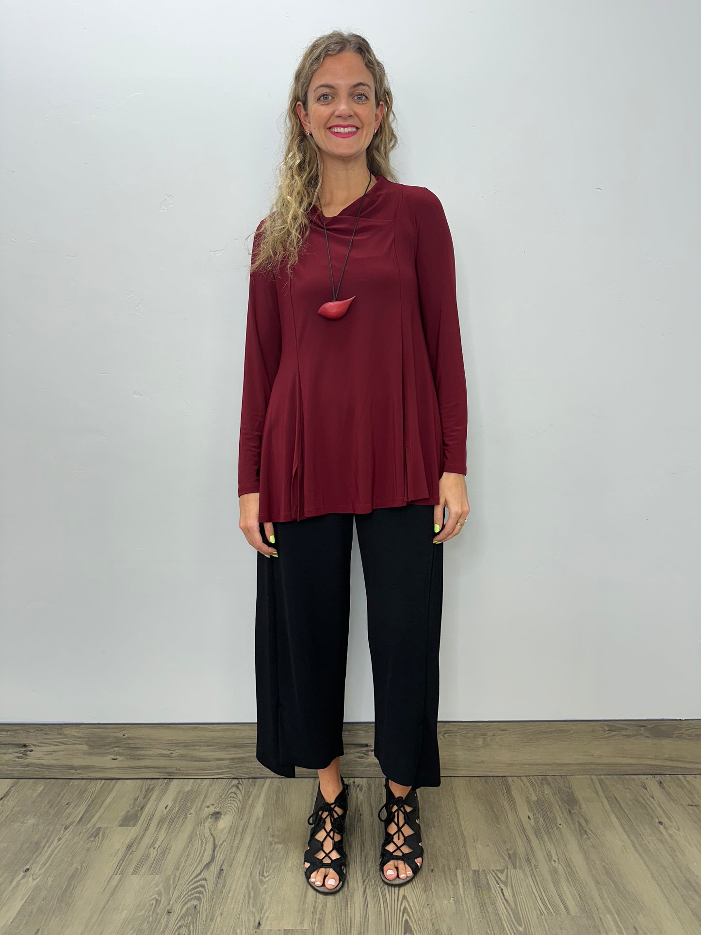 Merlot Red Asymmetrical Bette Top