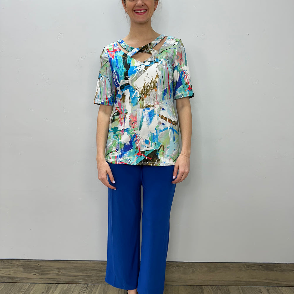 
                  
                    Turquoise Pattern Short Sleeve Top
                  
                