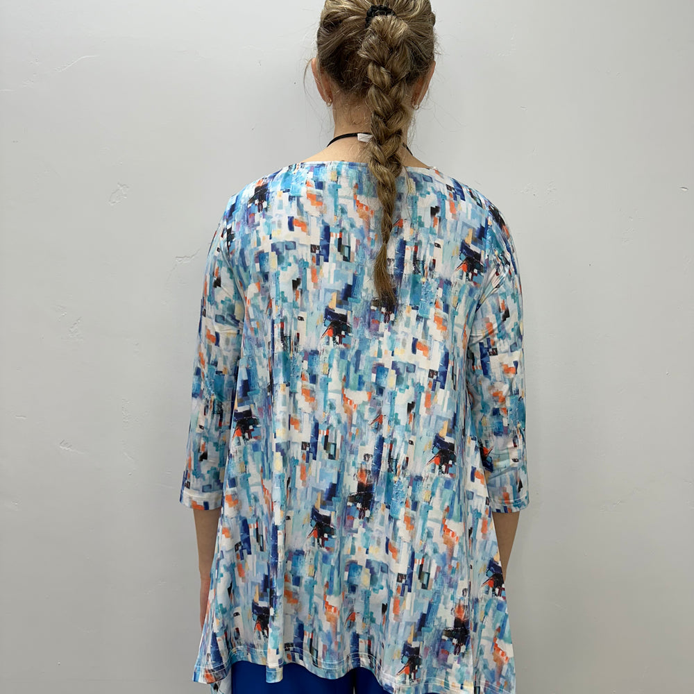 
                  
                    Abstract Blue Block 3/4 Sleeve Shark-bite Pattern Tunic
                  
                