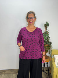 Huckleberry Cotton Polka Dot Top with Pockets