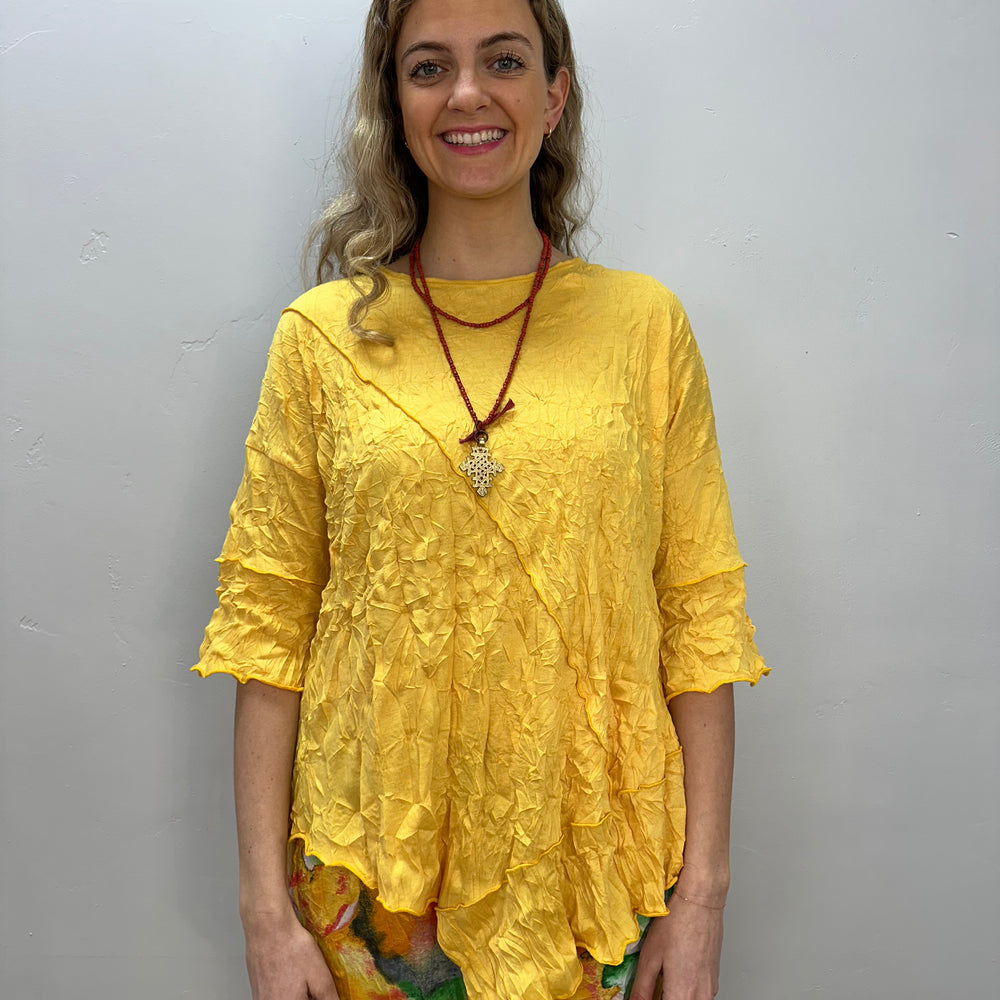 
                  
                    Marigold 3/4 Sleeve Asymmetric Crinkle Tunic
                  
                