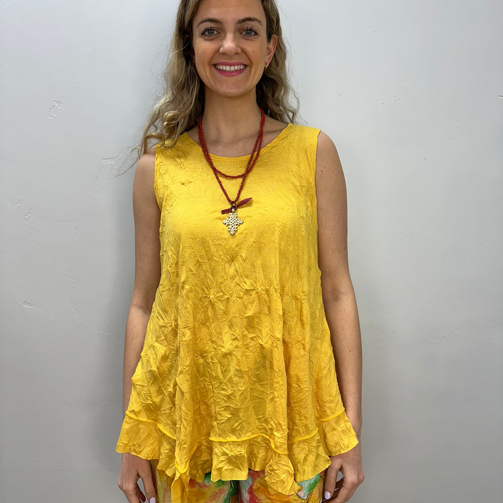 Marigold Yellow Crinkle Tank