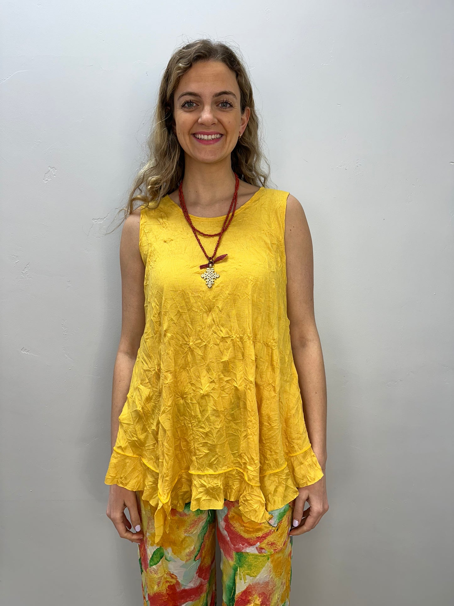 Marigold Yellow Crinkle Tank