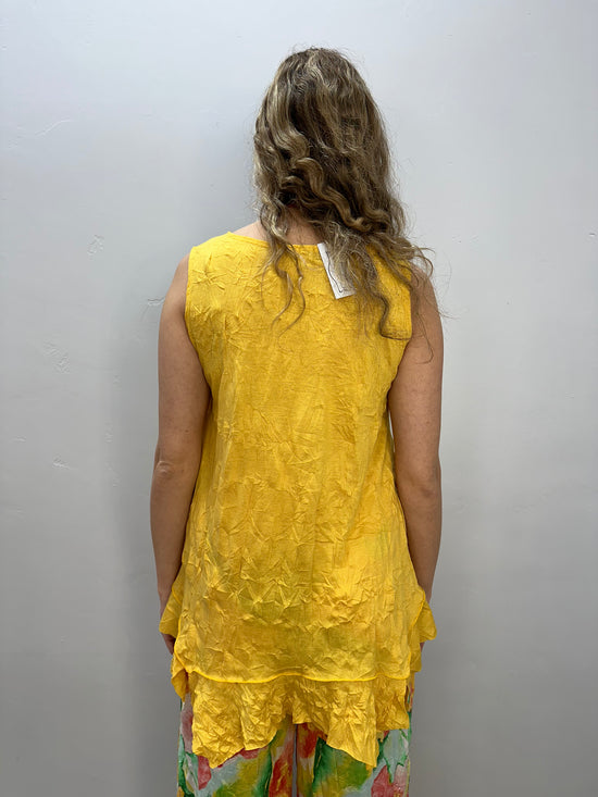 Load image into Gallery viewer, Marigold Yellow Crinkle Long Tank
