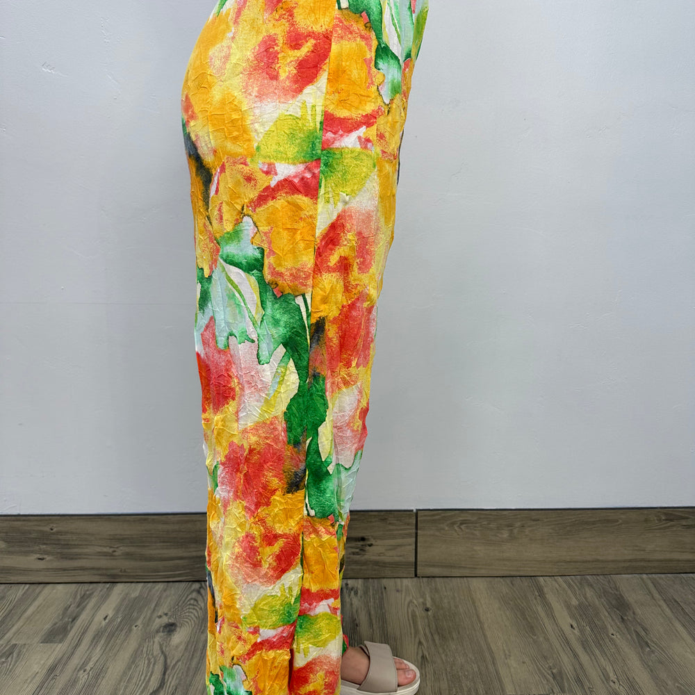 Mango Watercolor Crinkle Long Pant