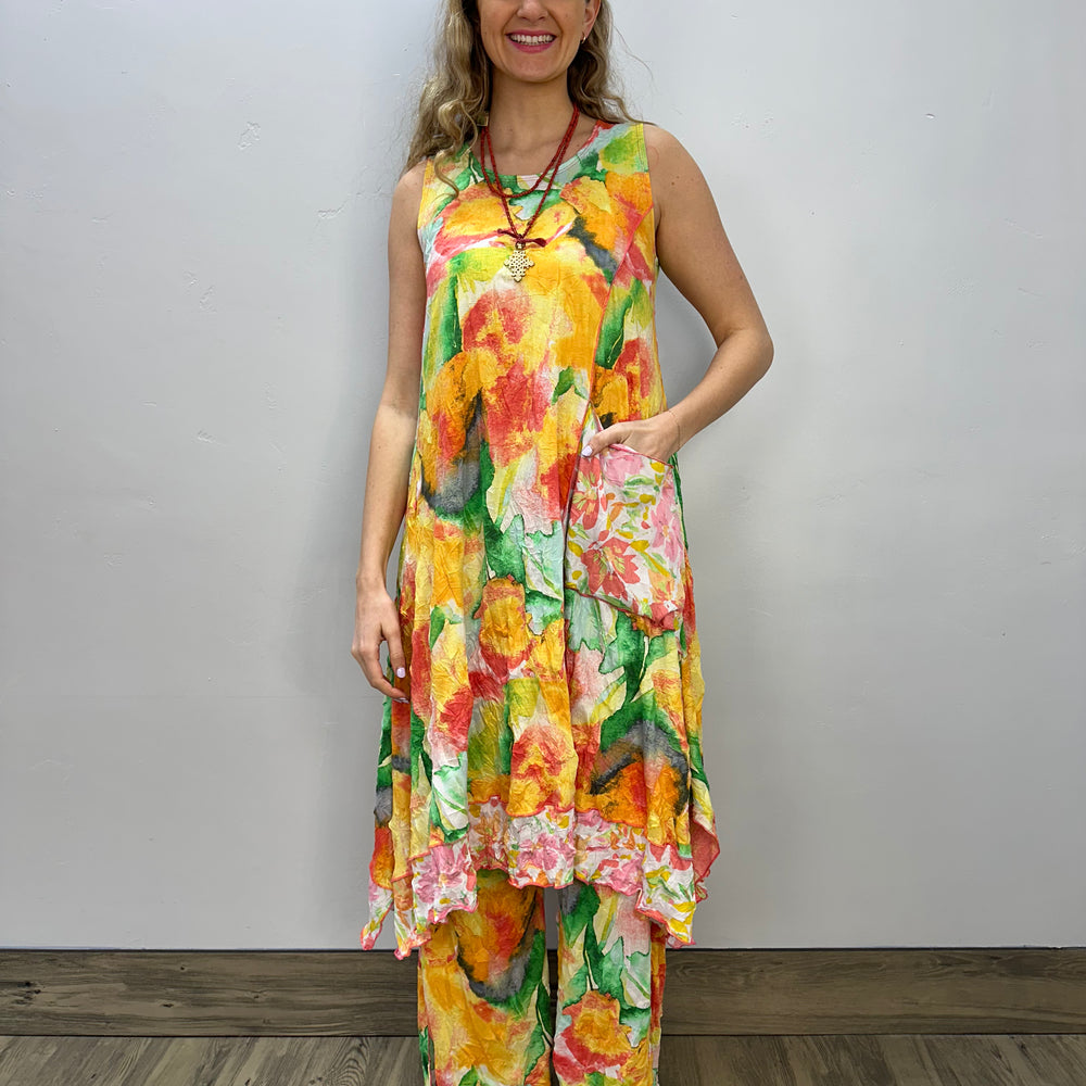 Mango Watercolor Crinkle Dress