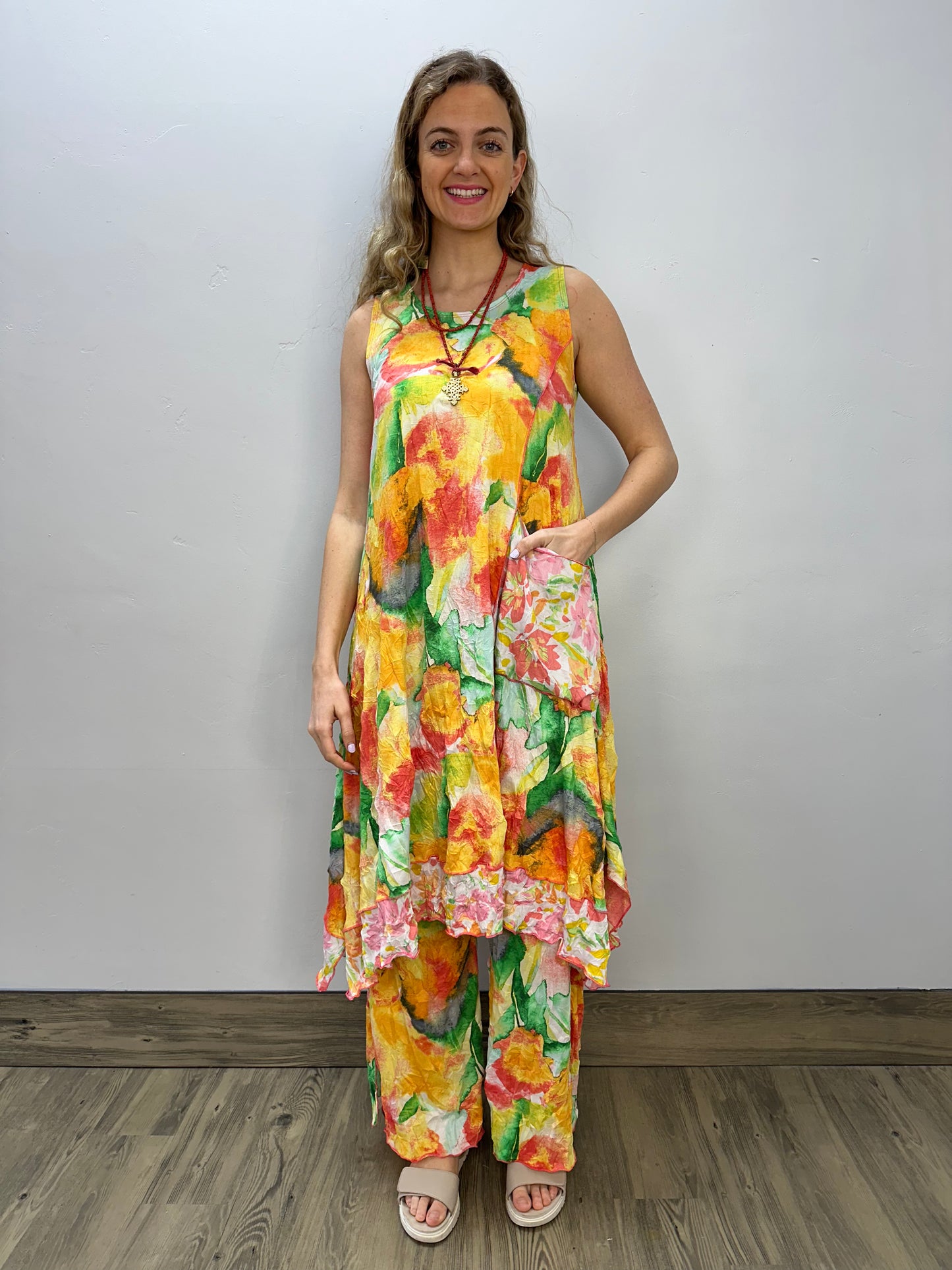 Mango Watercolor Crinkle Dress