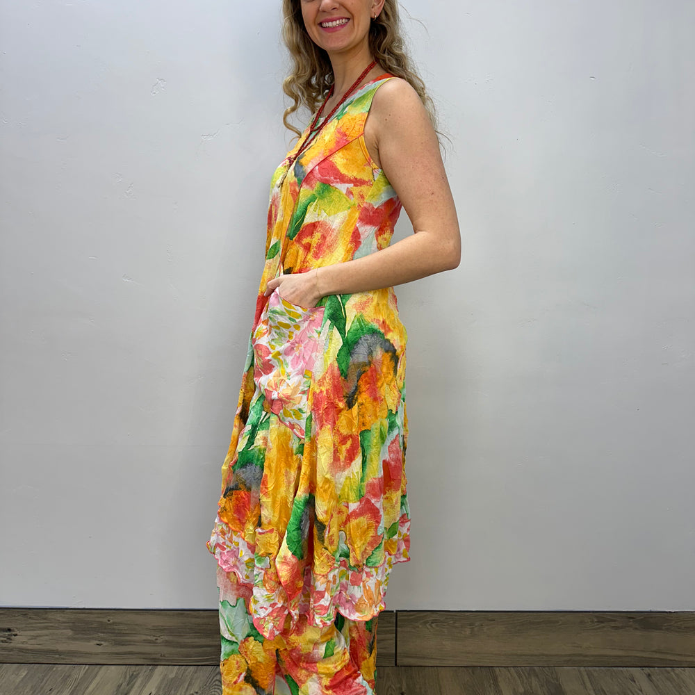 Mango Watercolor Crinkle Dress