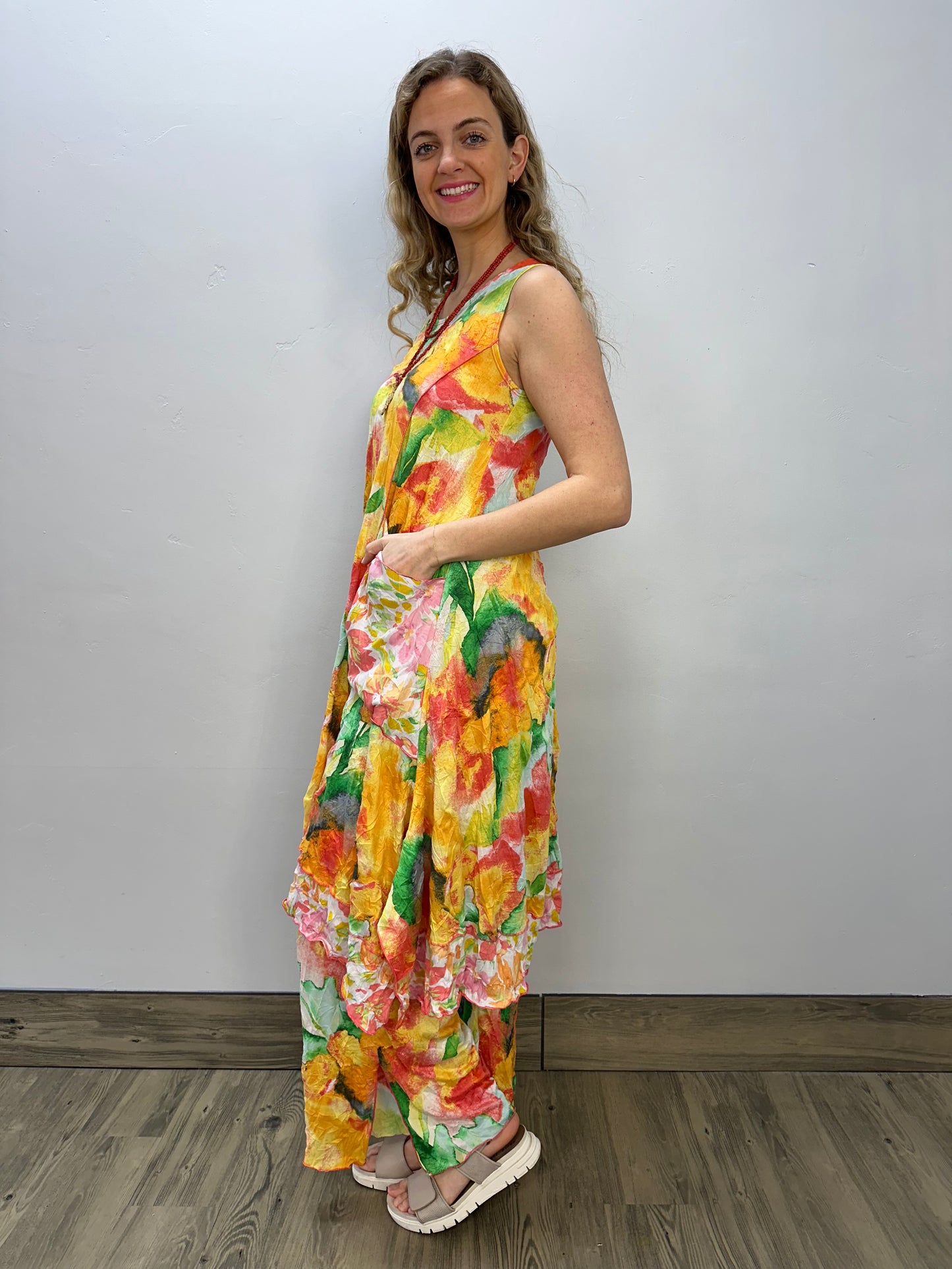 Mango Watercolor Crinkle Dress