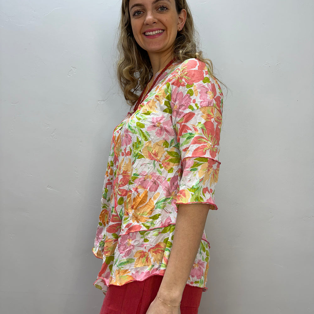 
                  
                    Mango Watercolor 3/4 Sleeve Asymmetric Crinkle Tunic
                  
                