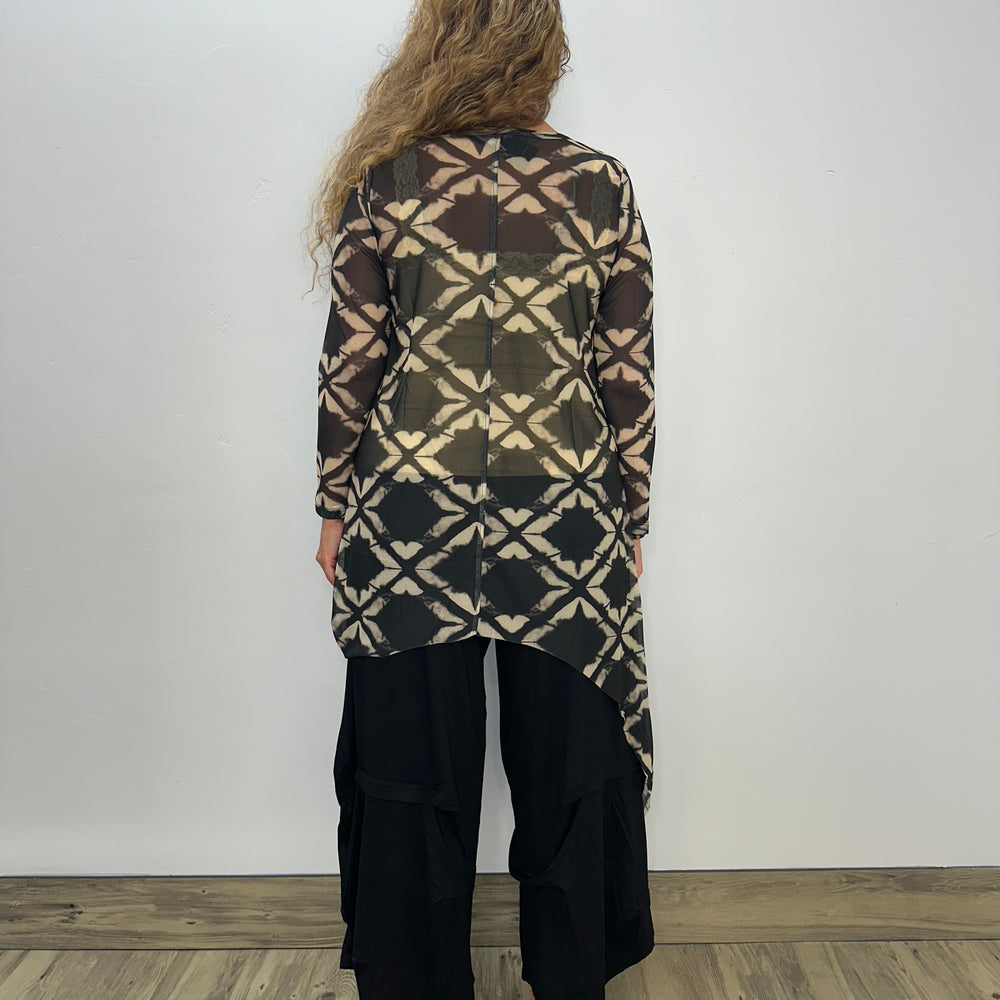 
                  
                    Optic Black and Tan Squares Mesh Long Sleeve Mandy Topper
                  
                