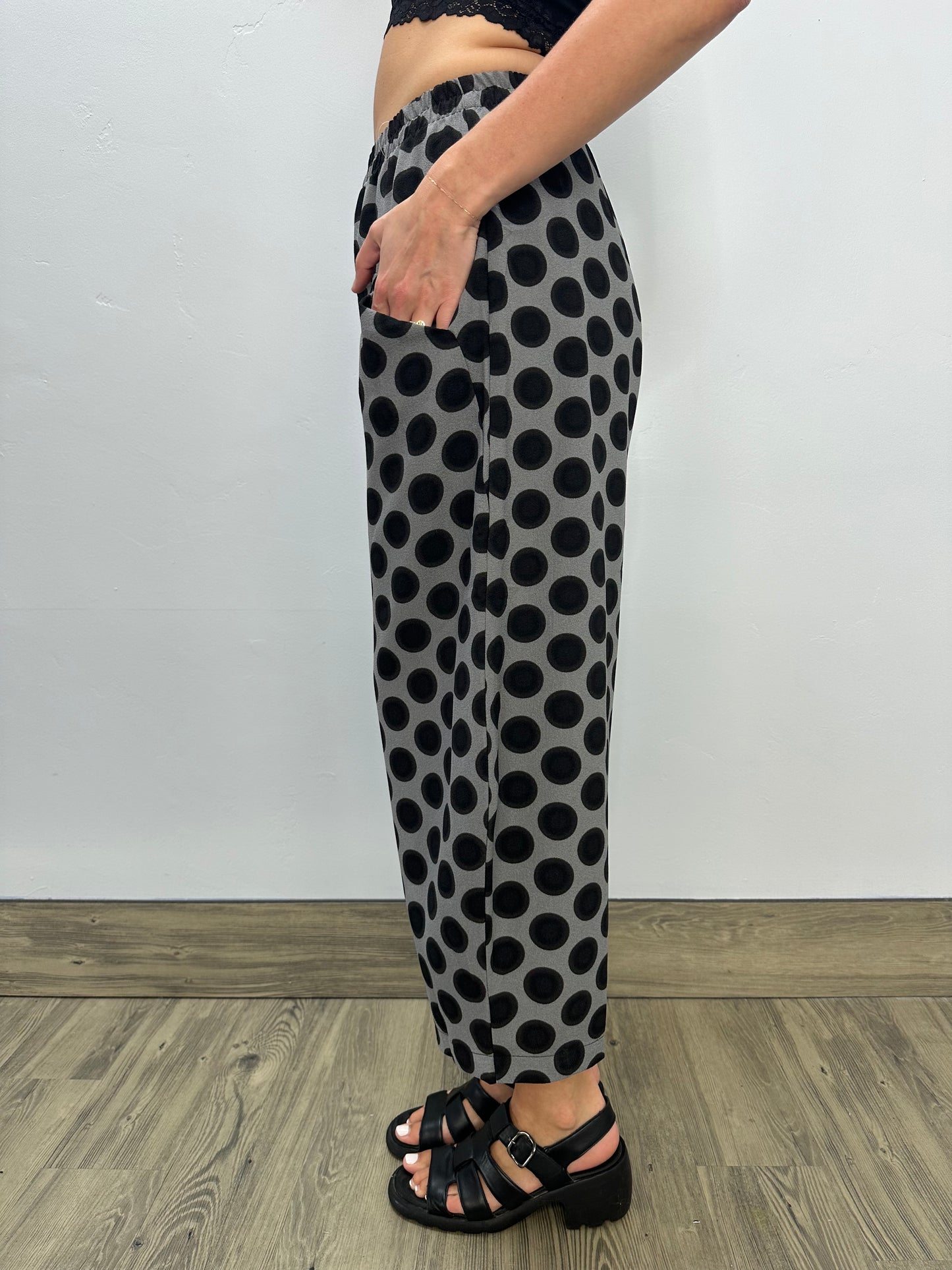 Black and Gray Polka Dot Pant