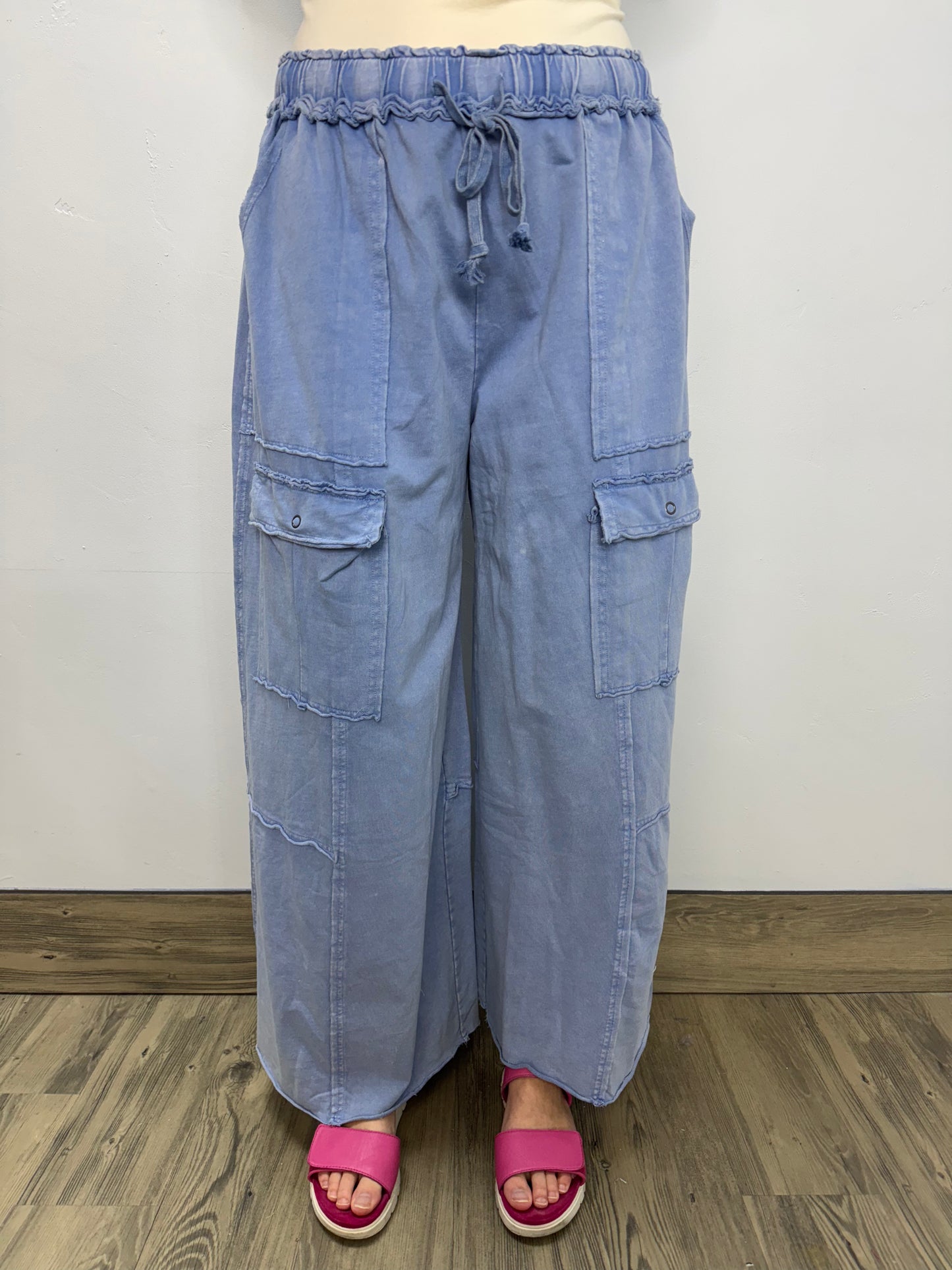 Blue Mineral Wash Wide Leg Cotton Cargo Pant – Twist Boutique Blue Mineral Wash Wide Leg Cotton Cargo Pant – Twist Boutique