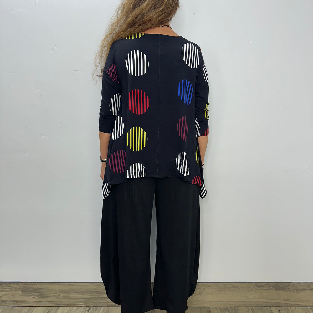 
                  
                    Universe Striped Circles Juliette 3/4 Sleeve Top
                  
                