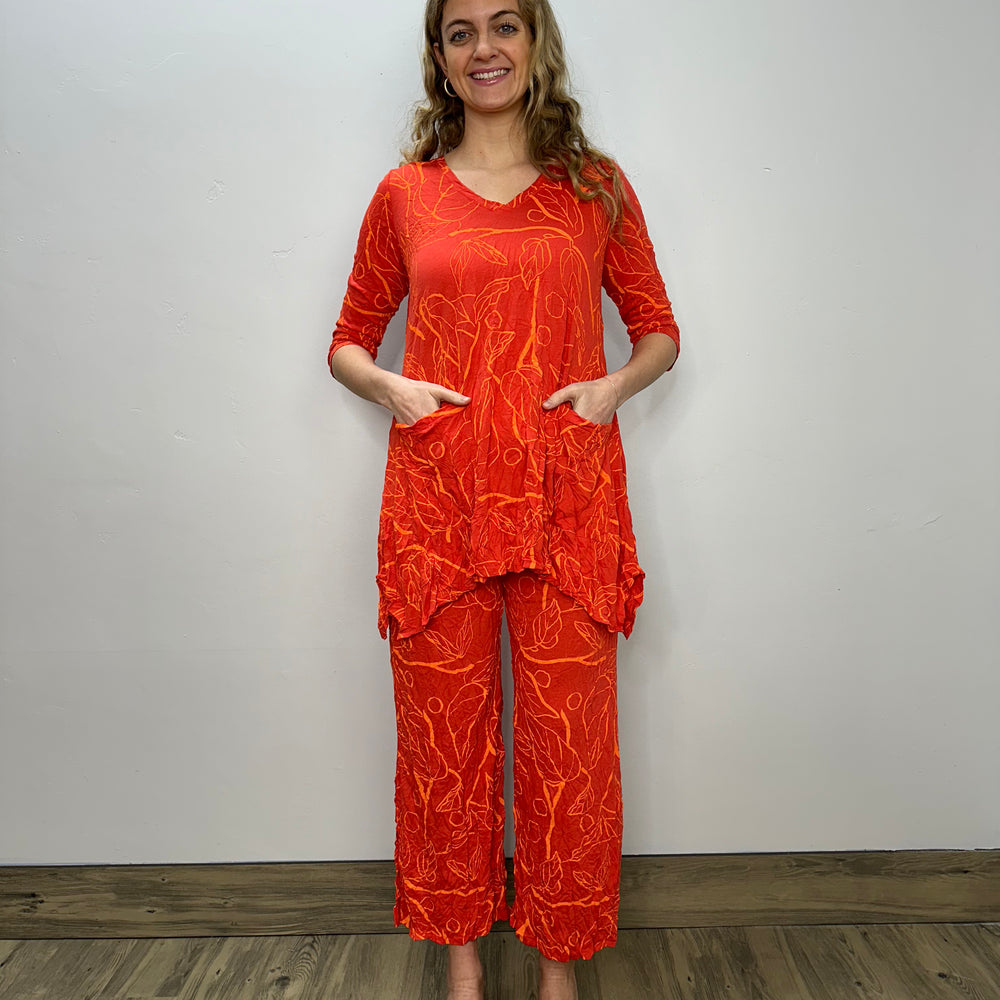 Apricot Pattern Liloude Crinkled Tunic