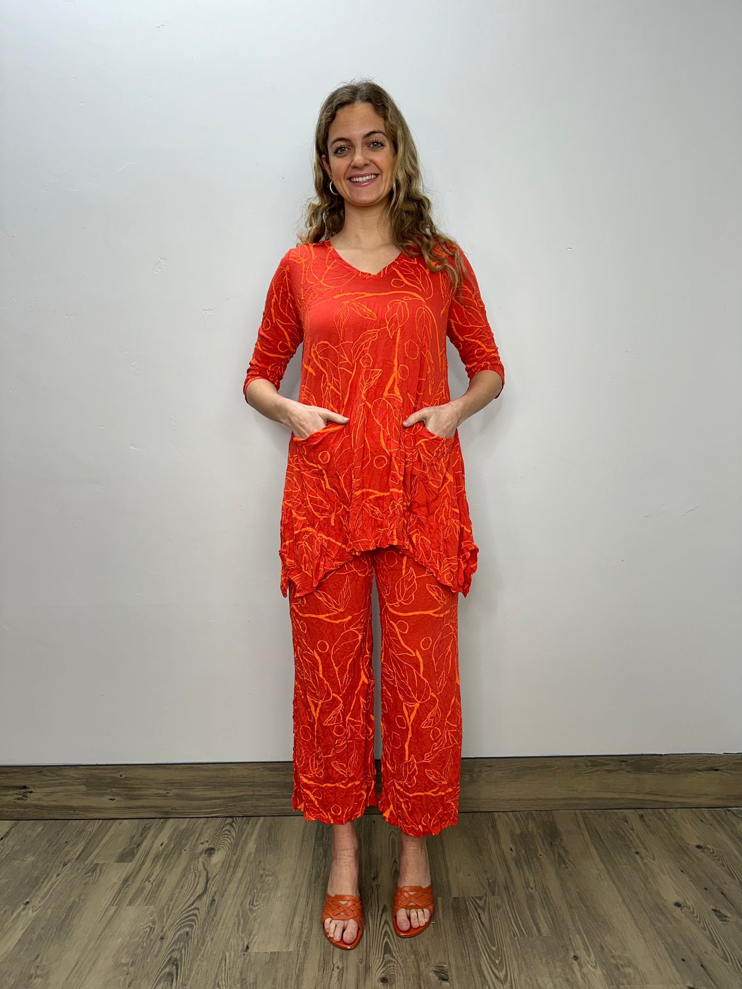 Apricot Pattern Liloude Crinkled Tunic
