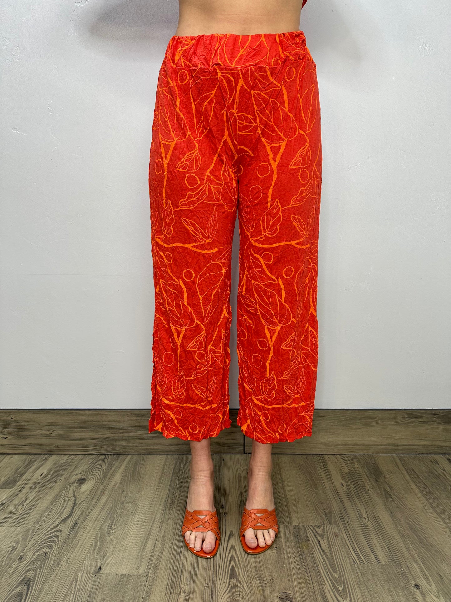 Larshell Crinkle Pant with Side Slits - Apricot