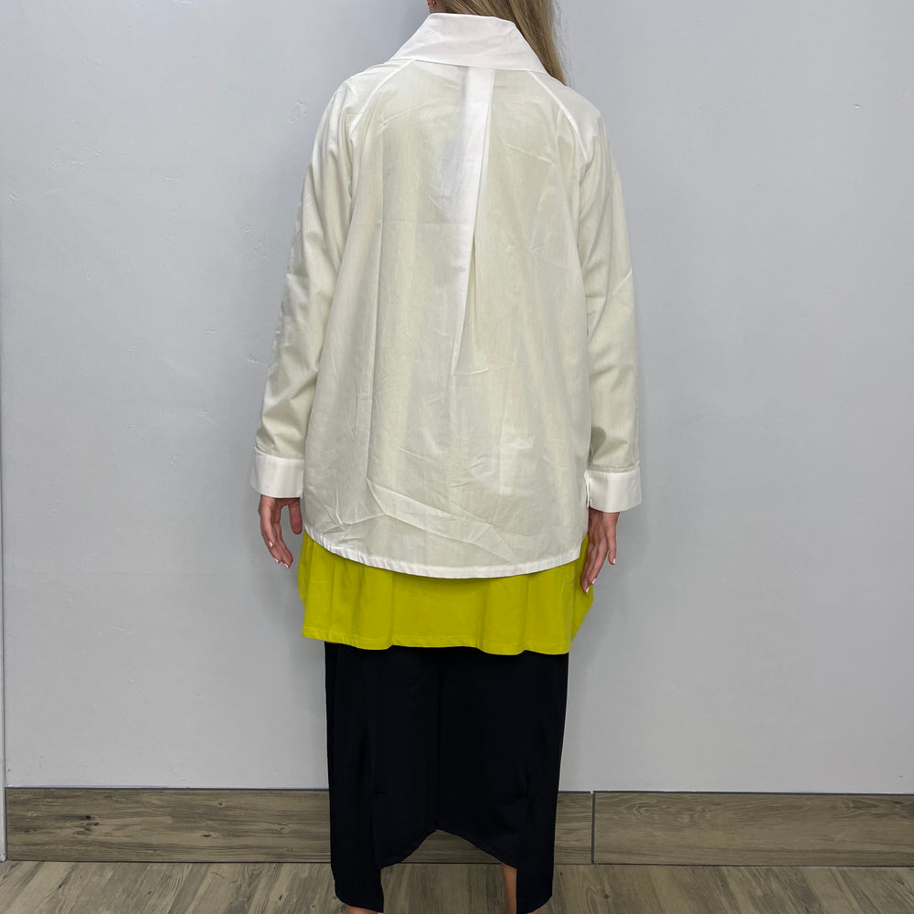 
                  
                    Ecru White Asymmetric Button Down Blouse
                  
                