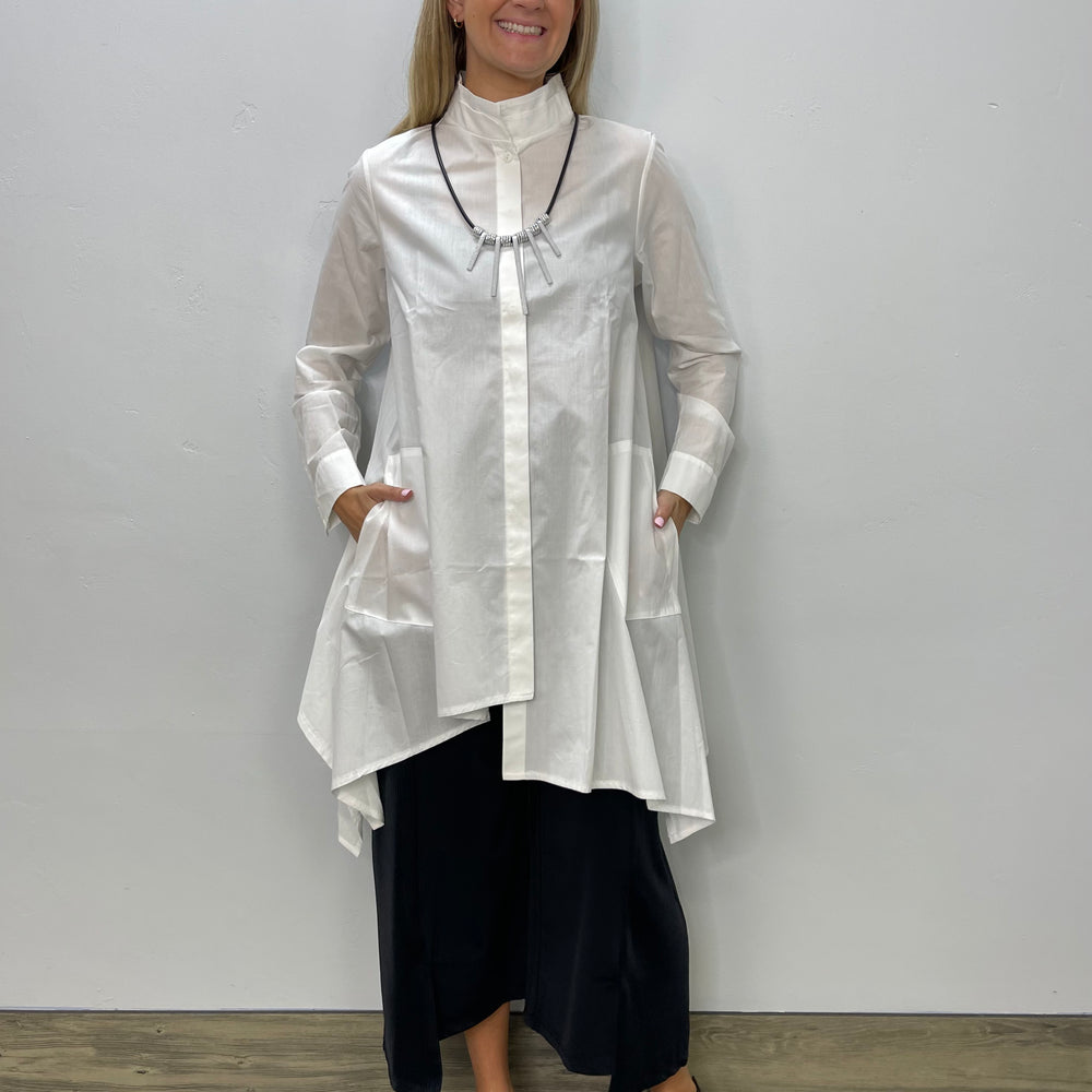 Ecru White Button Down Tunic Dress