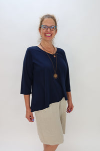Navy V-Neck 100% Cotton Shirt