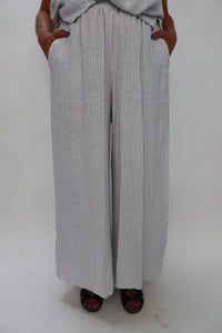 White Stripe 100% Linen Pant