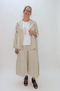 Natural 100% Linen Adjustable Sleeve Hooded Jacket